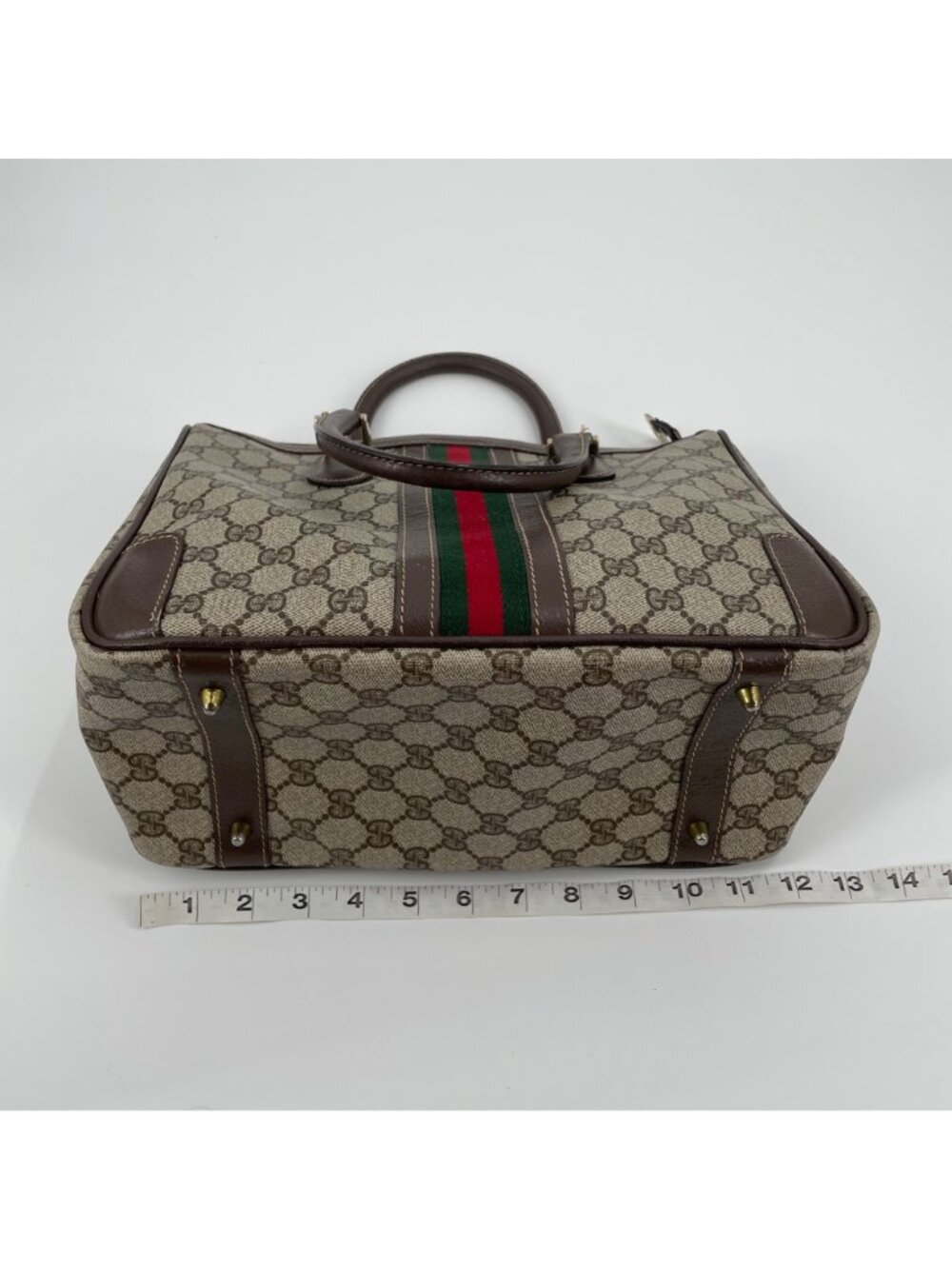 Gucci Ophidia Boston Leather Medium Top Handle Purse Bag Monogram Logo Luxury - Picture 12 of 16
